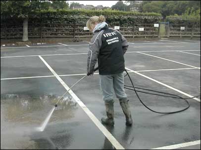 Steam cleaning at New Road, Worcestershire CCC