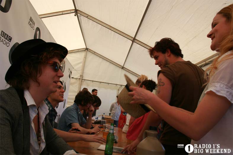 The Kooks in the signing tent