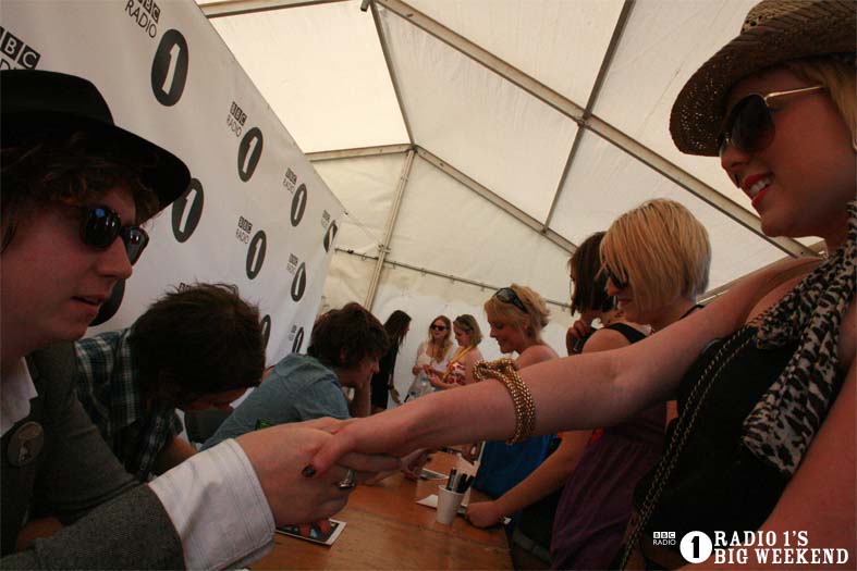 The Kooks in the signing tent