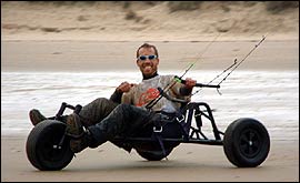 Picture: Peter Ash on the buggy