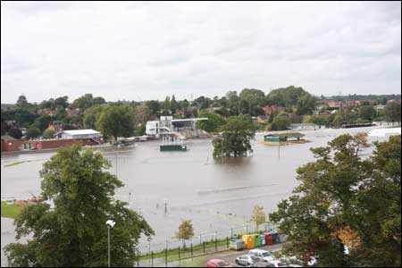 Worcester racecourse in the September 2008 floods