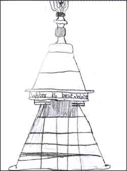 A pencil drawing of the water fountain