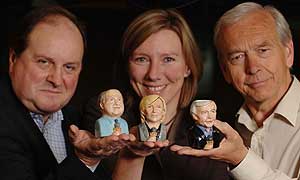 James Naughtie, Sarah Montague and John Humphrys with the egg cups