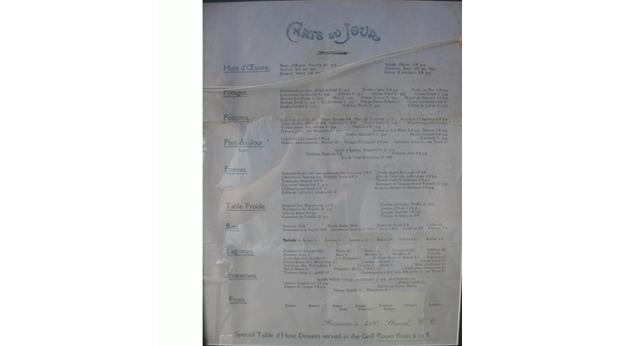 Menu from Romanos on The Strand