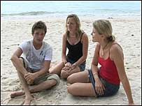 Trio on beach