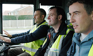 (l-r) Phil Mealey as Andy, Craig Cash as Bob and Steve Coogan as Bing Crosby