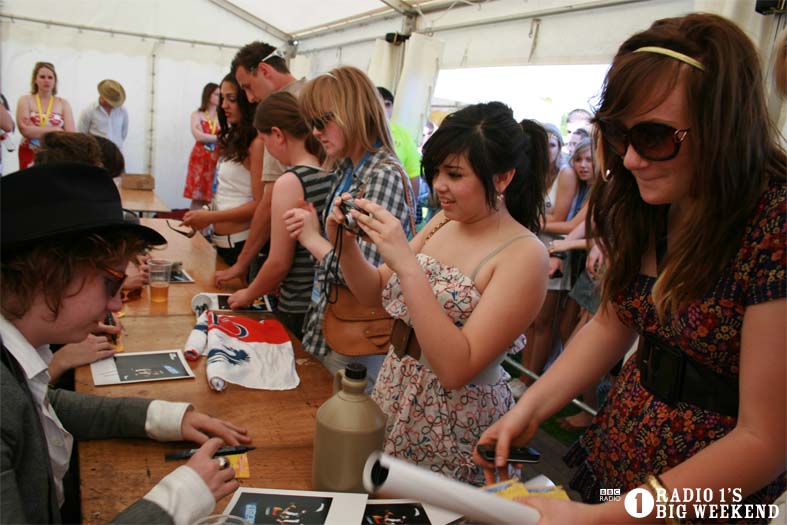 The Kooks in the signing tent