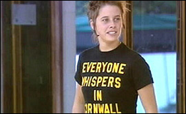 Alex - Everyone Whispers in Cornwall T-shirt! Pic courtesy of www.bbc.co.uk/fameacademy