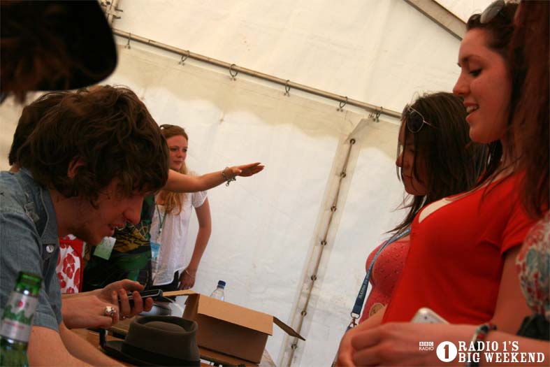 The Kooks in the signing tent
