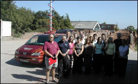 Staff from BBC Hereford & Worcester staff on the weighbridge