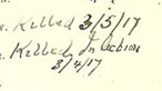Book in which Ben Williams noted the fate of his fellow soldiers