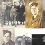 Above left to right, the Engelhardt family in Germany, 1936.  Wolf Engelhardt as a cadet and in his flying suit and in a picture recovered from the crash.  Below left to right, Albert Tuuri and leaving for England, his memorial bar and posthumous medals.