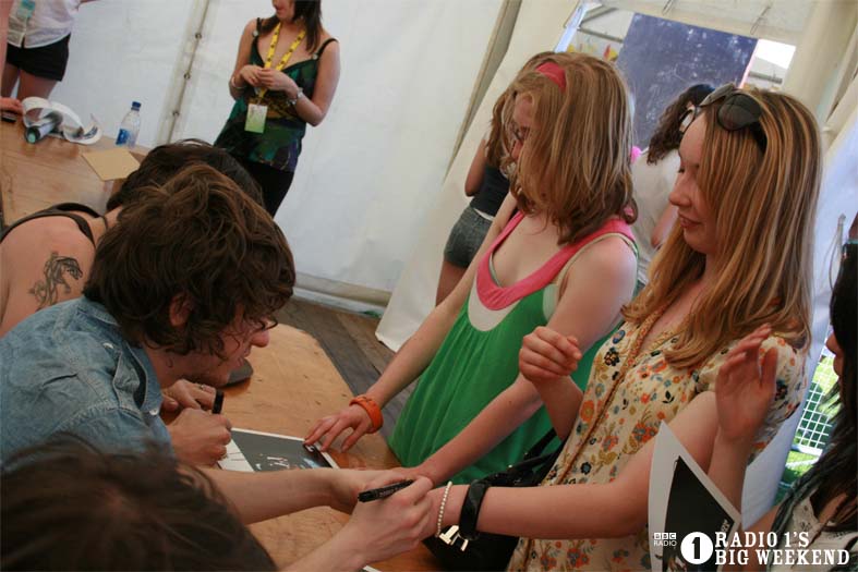 The Kooks in the signing tent
