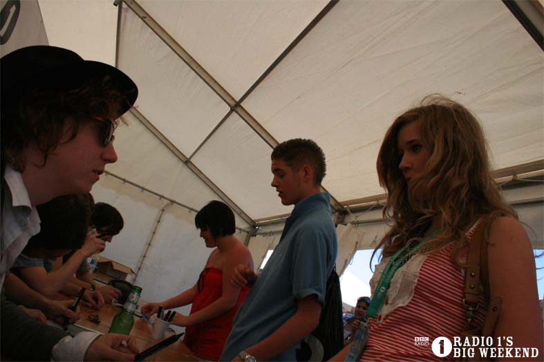 The Kooks in the signing tent