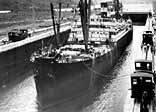 The official inaugural voyage on the Canal, made by the  'Ancon' in 1914