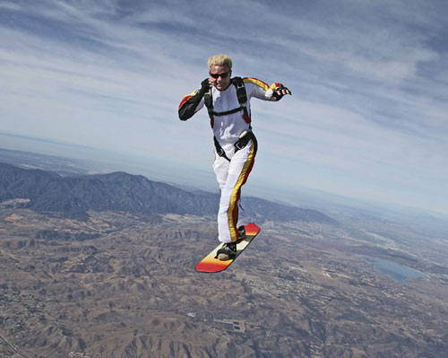 Troy Hartman sky surfing in California