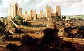 Painting of Pontefract Castle as it looked  in the 17th century before the English Civil war