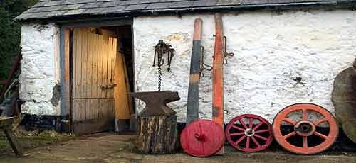 Outside Davey's workshop in Glenarm