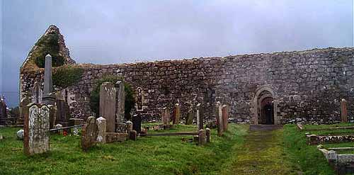 View of the graveyard and ruins at Ballywillan