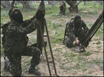 Militantes palestinos em Gaza. 