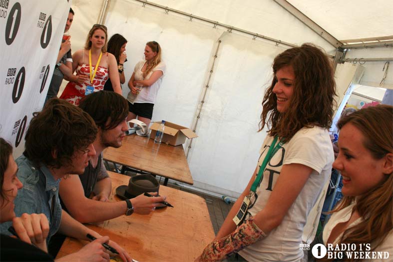 The Kooks in the signing tent