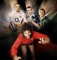 Matt Dawson, Colin Charvis, Chris Paterson and Brian O'Driscoll in the Six Nations BBC trail