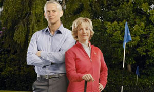 BBC Golf presenters Gary Lineker and Hazel Irvine