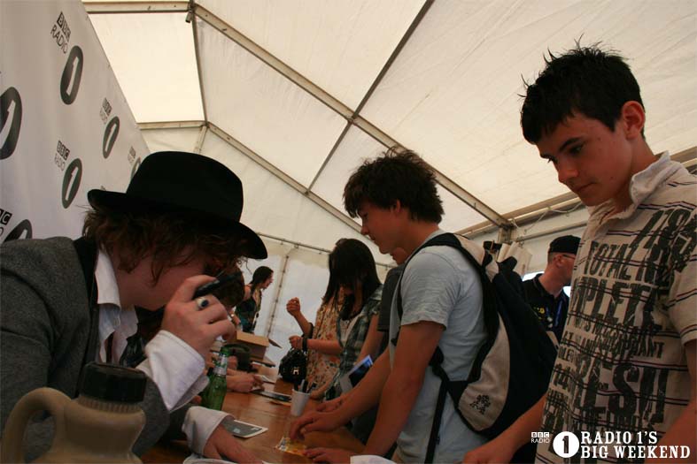 The Kooks in the signing tent
