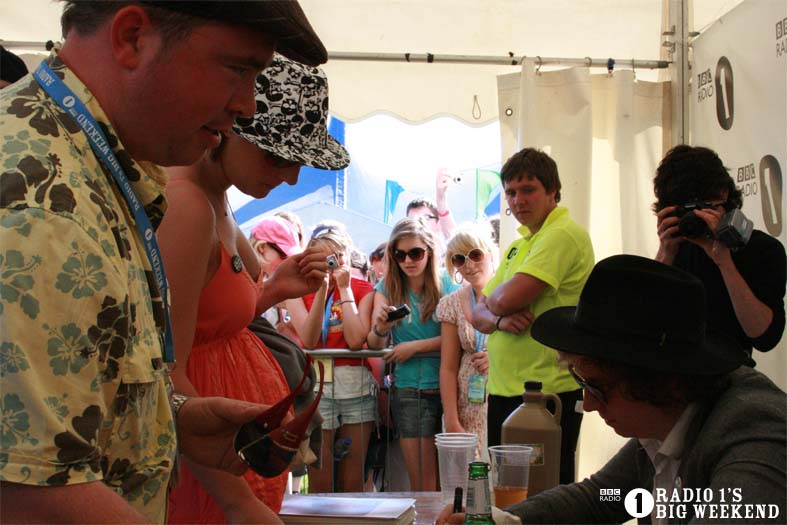 The Kooks in the signing tent