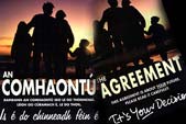 Image of the front covers of the English and Irish versions of the Belfast Agreement