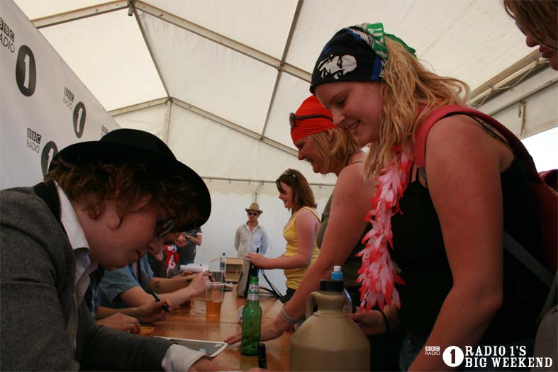 The Kooks in the signing tent