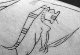 Detail from an ivory wand showing one of the 'fearsome' deities at the command of the magician