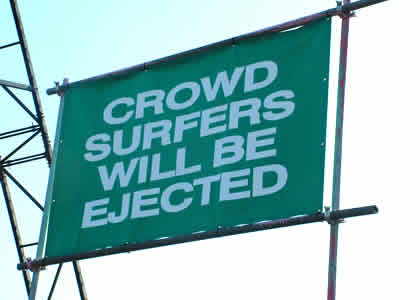 No Crowd Surfing sign