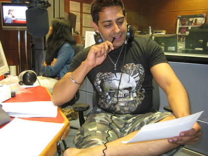 Dj Vix practising his lines for his