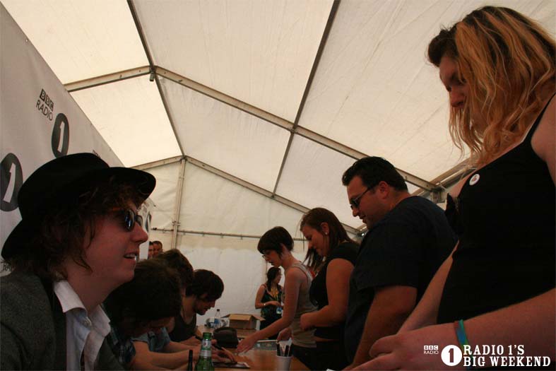 The Kooks in the signing tent