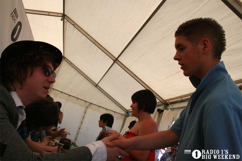 The Kooks in the signing tent