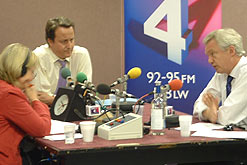 Martha Kearney, David Cameron and David Davis in the Woman's Hour studio