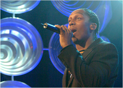 Lemar on stage at the R1 / TOTP Christmas Party