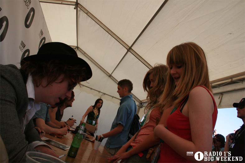 The Kooks in the signing tent