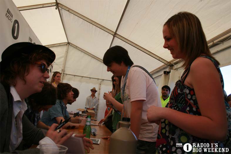 The Kooks in the signing tent