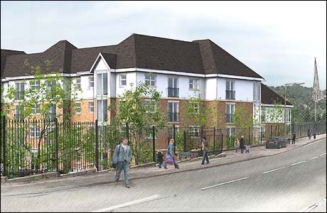 A view of the housing as seen from Clifton Road