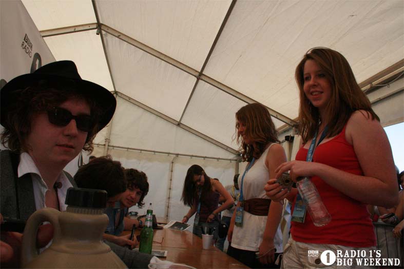 The Kooks in the signing tent