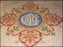 The tiled floor of the former council building