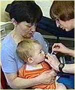 Child receiving injection