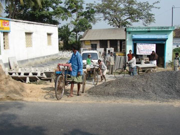 Cycle Rickshaw for transport of toilet pans and slabs
