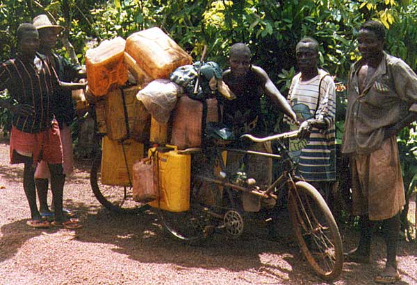 Bicycle being used for transportation of heavy goods