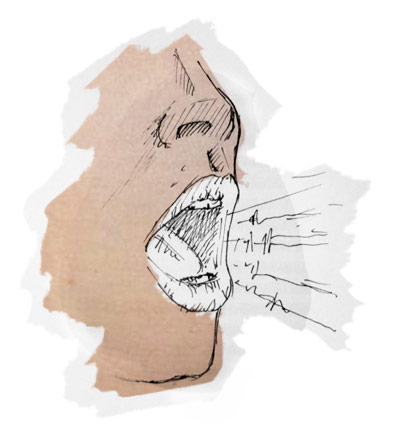 A mouth singing