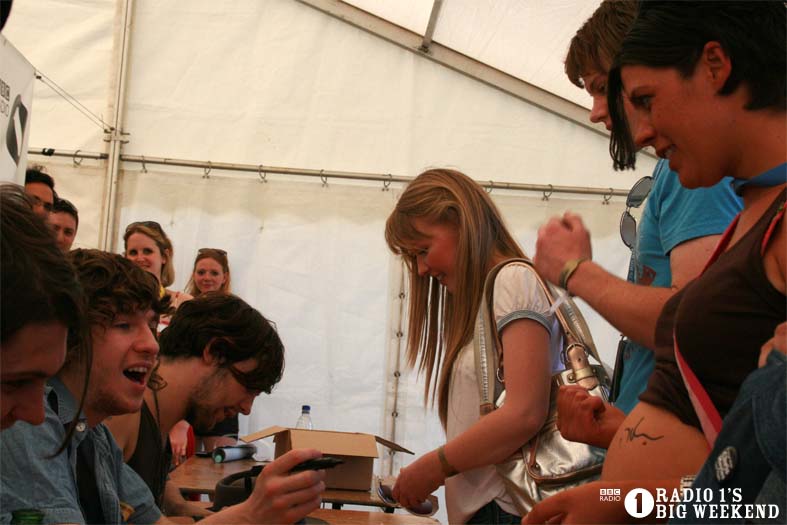 The Kooks in the signing tent