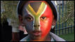 A boy with his face painted