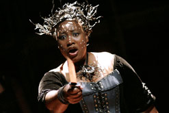 Pauline Malefane as 'The Queen of the Night' in The Magic Flute at the Young Vic. Photographer: Keith Pattison